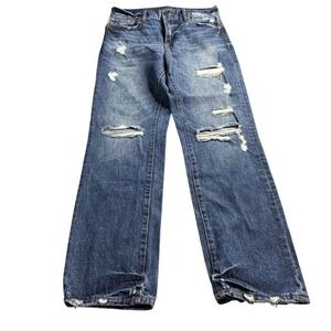 Aeropostale Jeans Mens 30X30‎ Loose Distressed Blue Denim Stretch Dark Wash